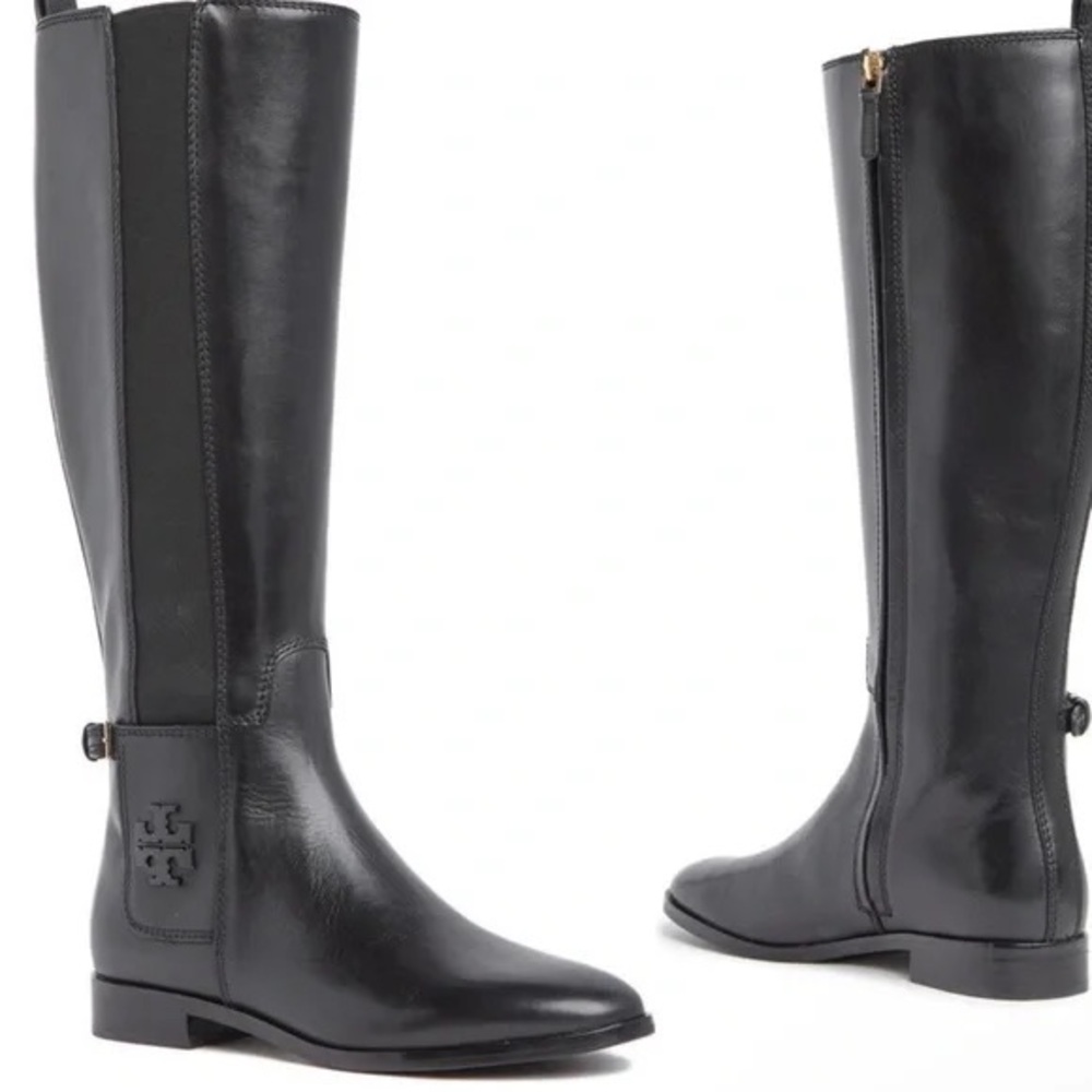 Tory Burch Perfect Black Wyatt 2 Boot Calf Leather Stretch. Like New! - Picture 1 of 12